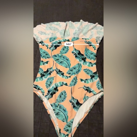 CUPSHE Pink Palm Leaves Swim One Piece Ruffle XL - Picture 2 of 7